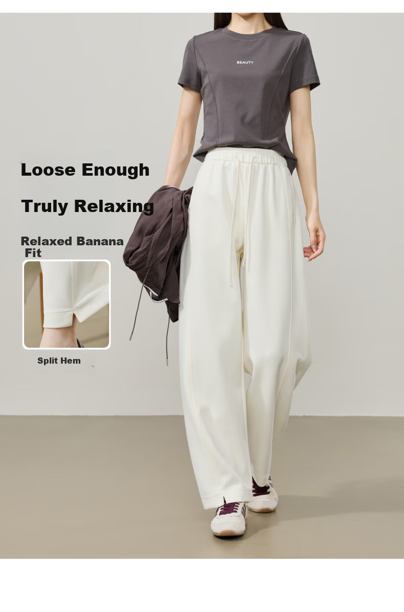ESE-Y Women's Banana Pants Spring 2026 New Design Split Narrow Straight High-Waist Casual Sports Pants Black Size 32 12