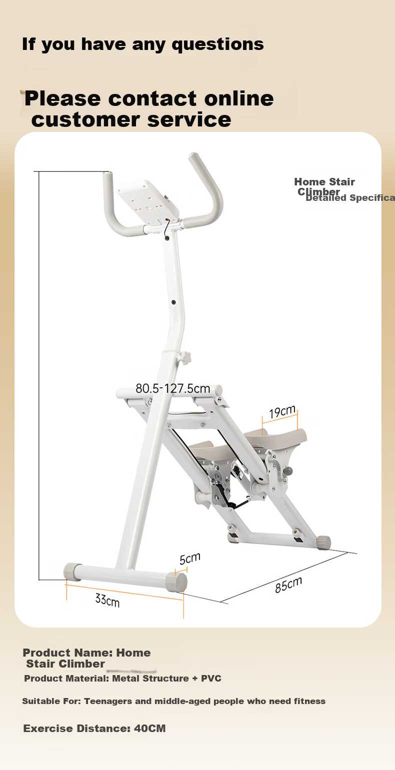 KOGER Fitness Stair Climber Multifunctional Dual Resistance Foldable Stepper Home Climbing Stair Machine Exercise Equipment White 10