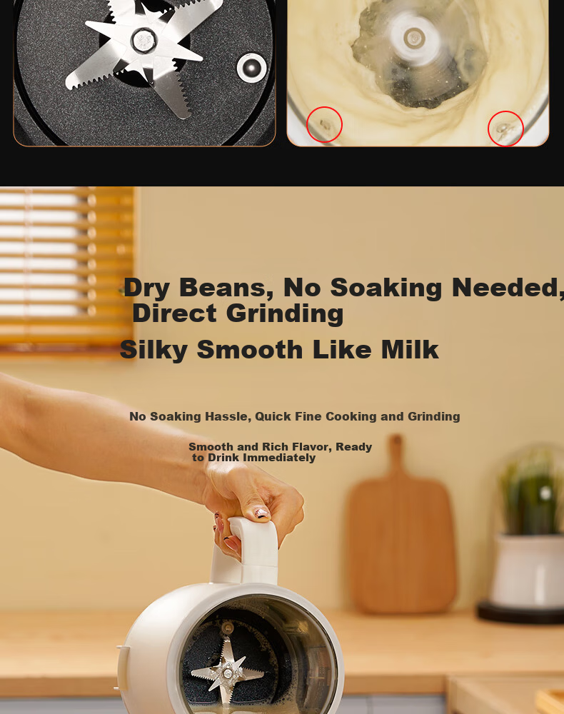 ROYALTY LINE 1.2L Soy Milk and Blender Machine, Household 2-3 Person, Noise Reduction, 16-Blade Fully Automatic Timer, No Soaking, No Filtering, Multifunctional Baby Food Processor, Compact Food Proce 14