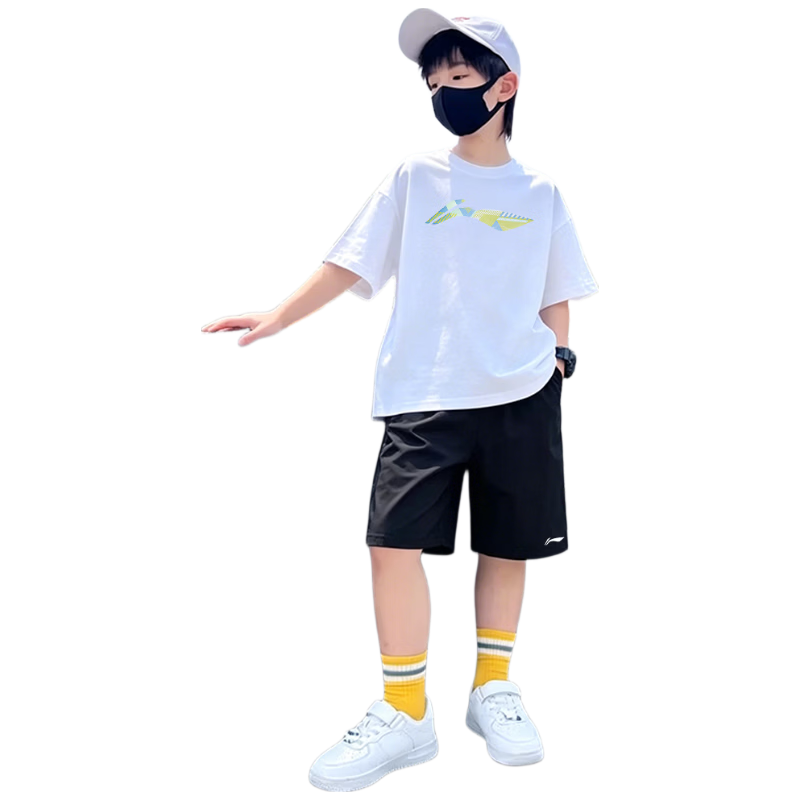 LI-NING Kids Set 2026 Summer New Quick-Dry Short Sleeve and Shorts Boys and Girls Sports Casual Two-Piece Set