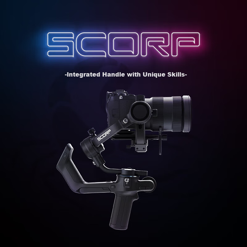 FeiyuTech Scorp Scorpion Professional 3-Axis Stabilizer for Mirrorless and DSLR Cameras Handheld Gimbal Vlog Camera Stabilizer with Integrated Grip for Live Streaming