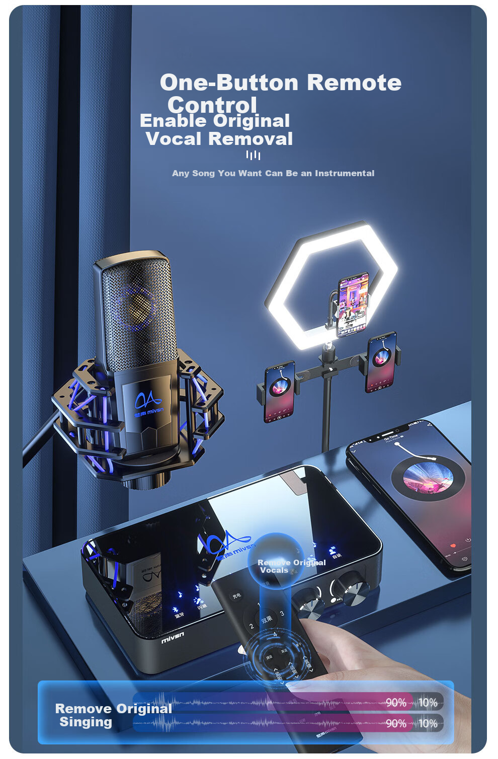Meisheng T900 Live Streaming Sound Card Kit Professional Recording Singing KTV Set Condenser Microphone Game Mic for Mobile PC Outdoor Douyin 12