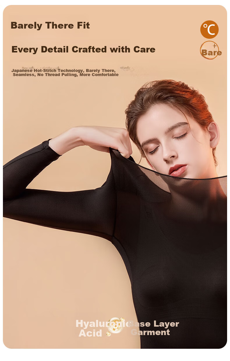 MOXTOC Ultra-Thin Thermal Underwear Set for Women Autumn Winter Yoga Dance Heat Energy Base Layer Top and Bottom 7