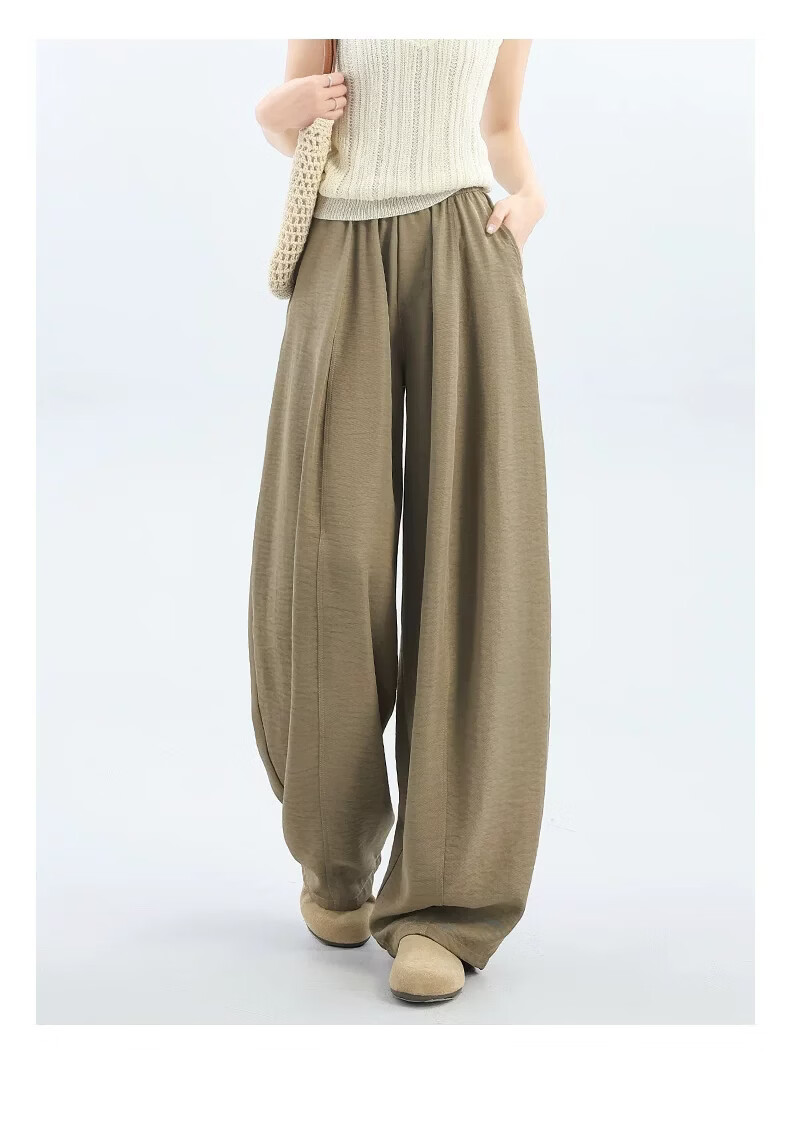 Modal Curved Blade Wide-Leg Pants for Women Summer 2026 New High-Waist Slimming Ice Silk American Texture Banana Casual Pants 17