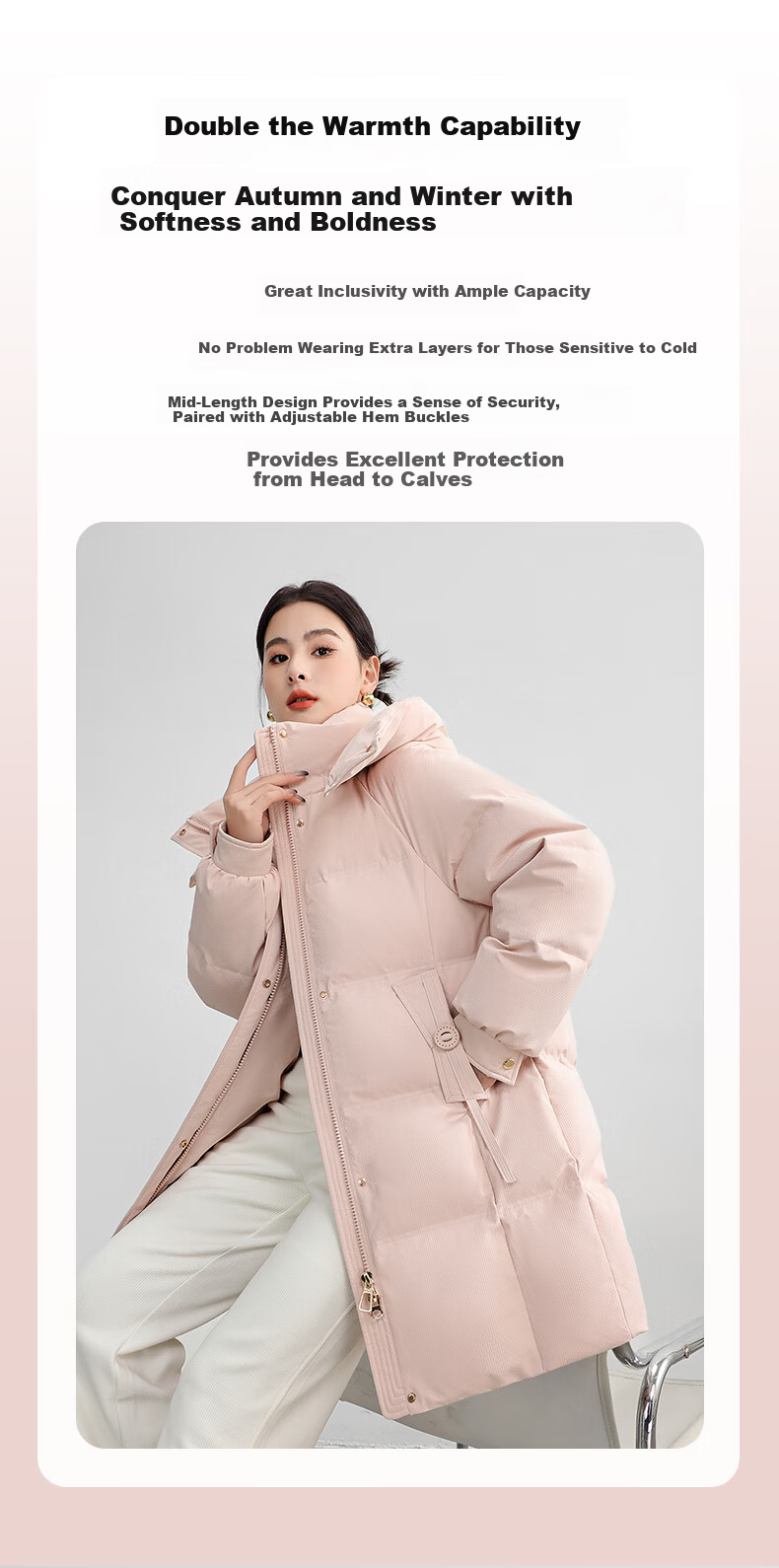 Yalu Long down Jacket for Women, 2026 New Style with Detachable Hood, Windproof, Warm, Fashionable, Thickened Autumn And Winter Coat 2