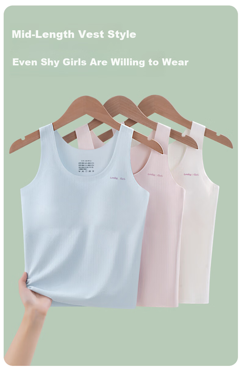 Langsha Girls' Vest Underwear Student Children's Developmental Period Bra 6-12 Years Old Camisole Outerwear for Girls 6