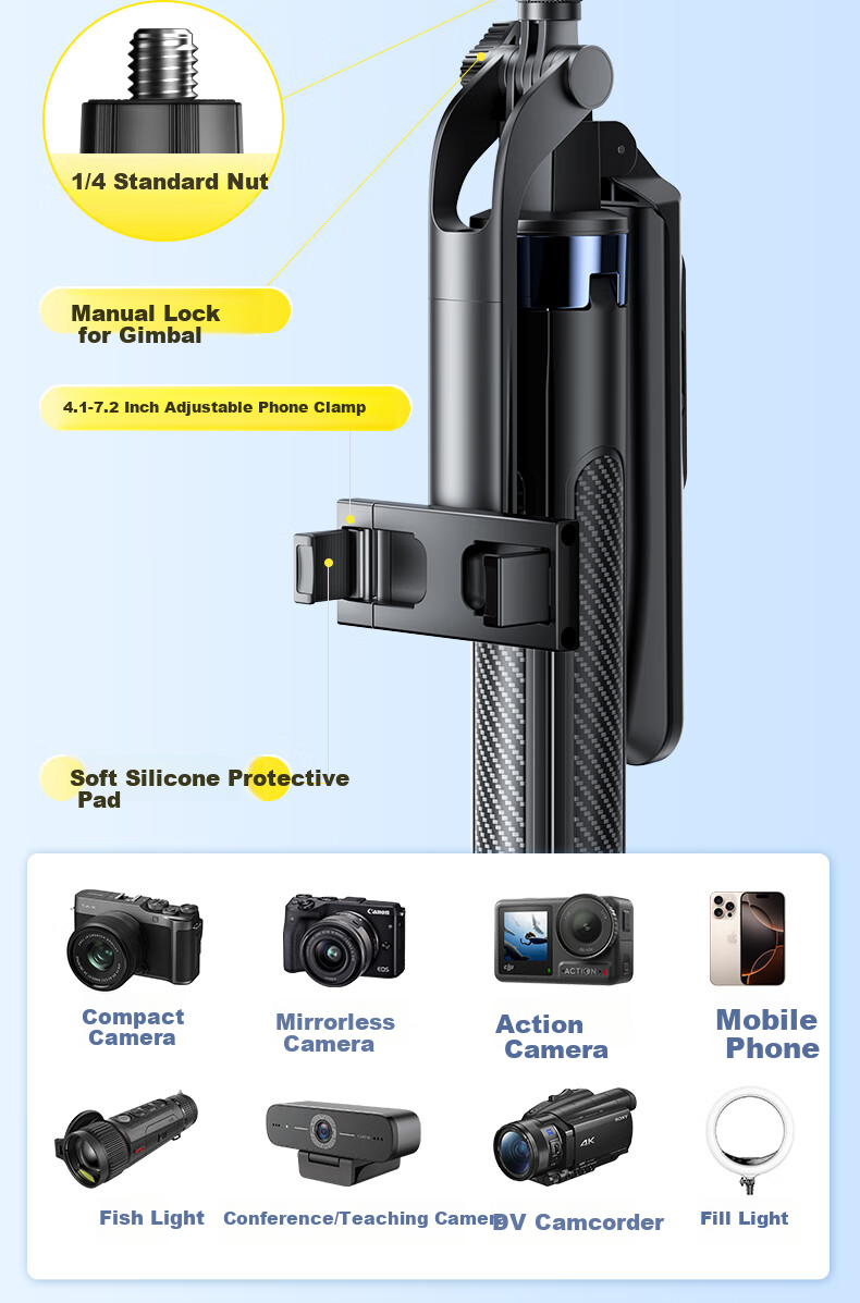 Shuotu [Smart Zoom] Selfie Stick Tripod, Portable Phone Stand, Travel Essential, Handheld Anti-Shake, 360-Degree Rotation, Concert Shooting, Douyin Live Streaming Floor Stand 20