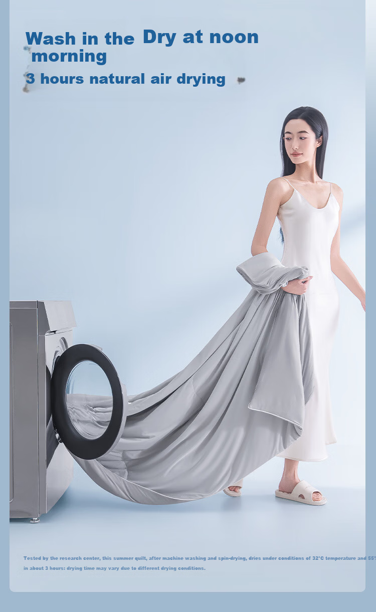 JD Jingzao Jiujiu Double-Sided Summer Quilt 7A Antibacterial Washable Moisture-Absorbing Quick-Dry Cooling Quilt Air-Conditioning Blanket Gray 1.5x2m 12