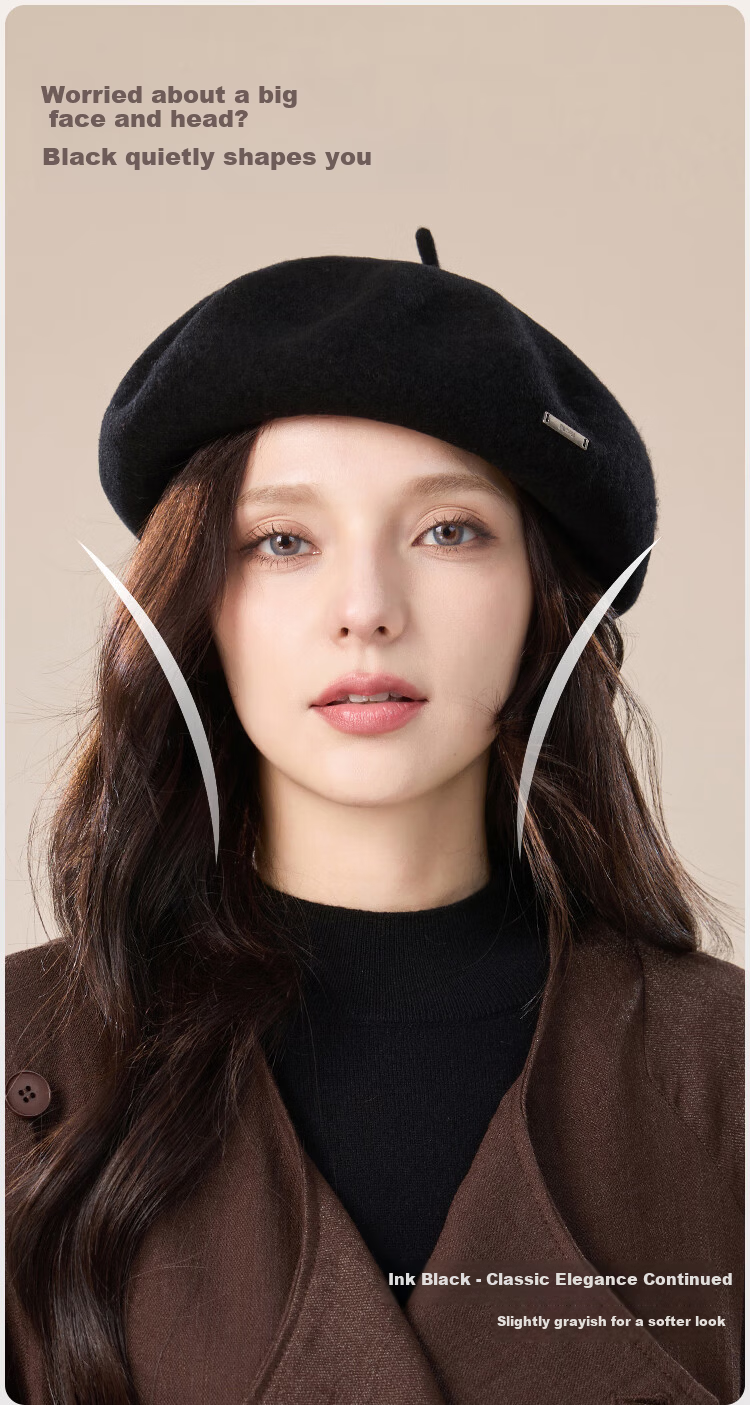 JIUMU Pure Wool Beret Autumn Winter Warm Woolen Painter Hat Japanese British Retro Classic Versatile Women's Hat 8