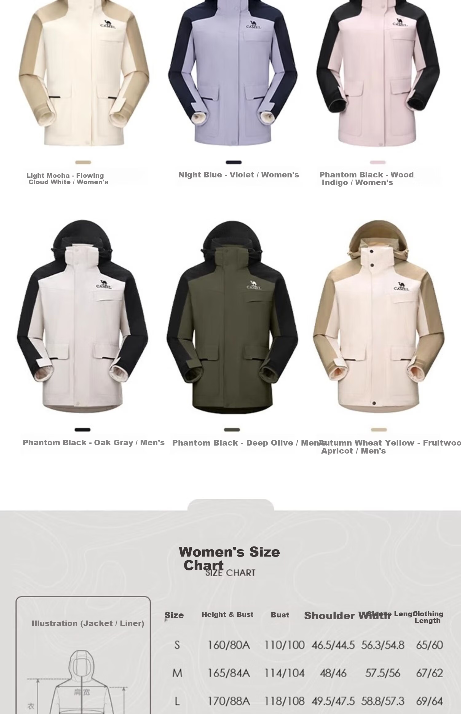 CAMEL Storm Jacket for Women, Three-In Workwear Style, Outdoor Heavy Rain Waterproof Coat, Camping Travel Hiking Outfit for Me 13