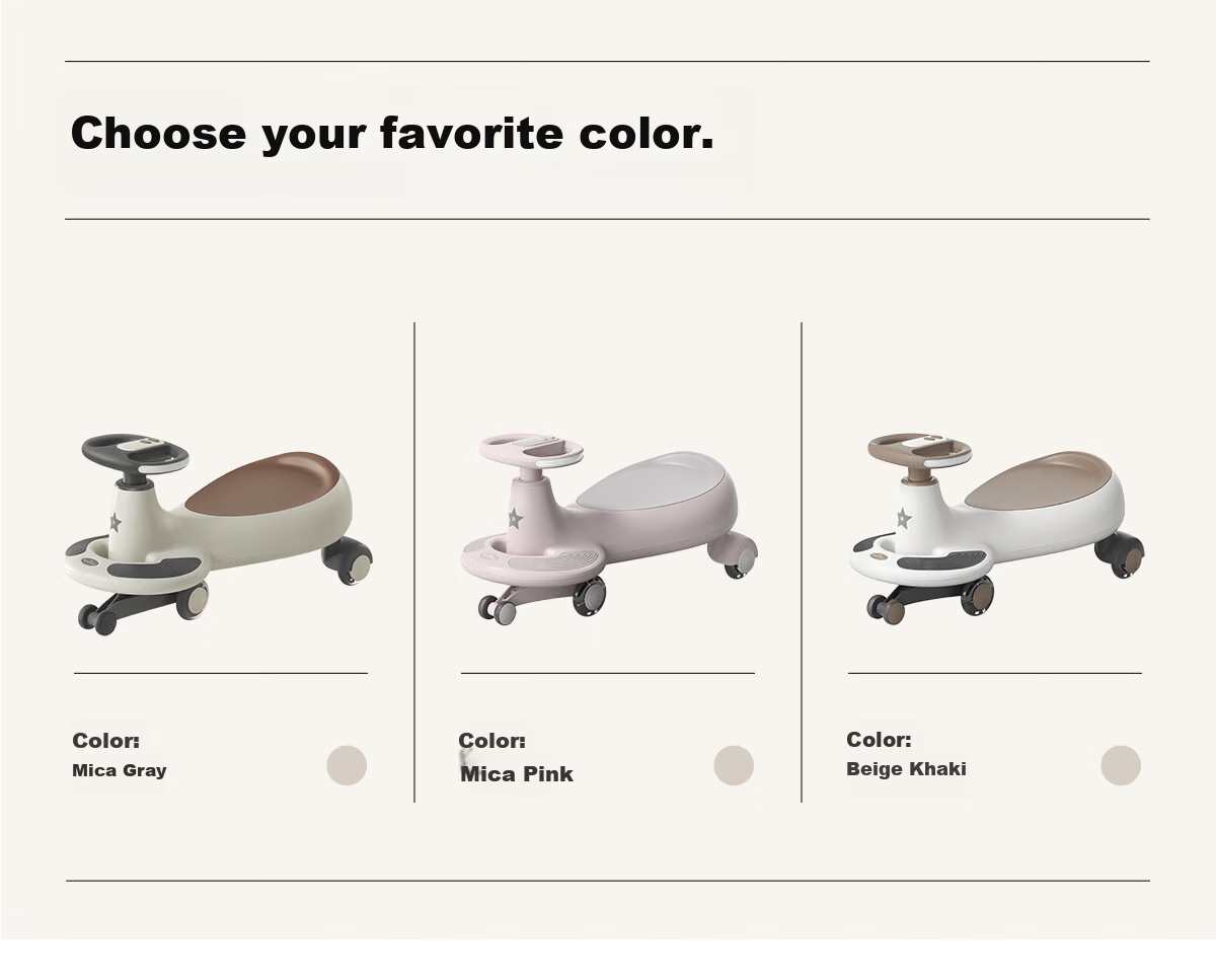 BEIESTATE Classic Twist Ride-On Car for 1-6 Year Olds, Baby Rocking Car, Adult Seat, Baby Gift with Sound and Music, Mica Gray 29