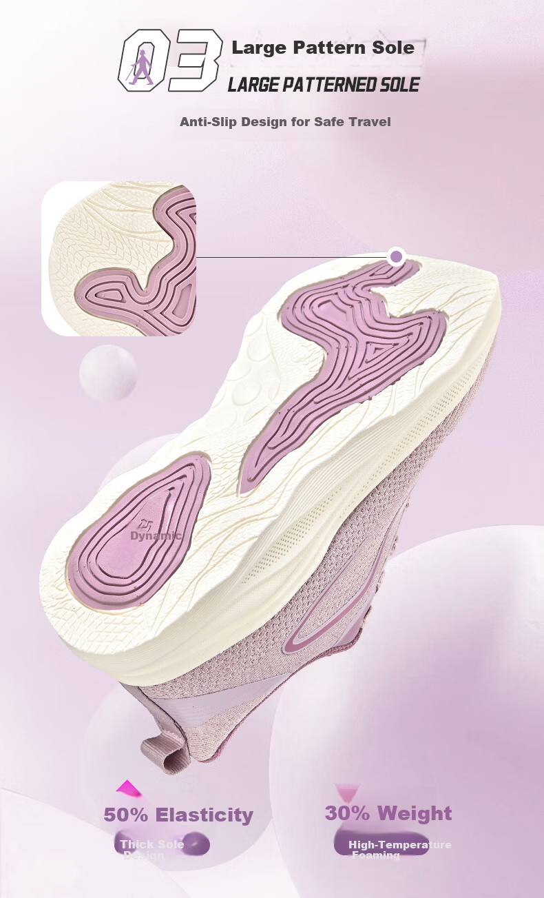 Zulijian Women's Elderly Shoes Non-Slip Comfortable Mom Shoes Middle-Aged Soft Sole Lightweight Walking Shoes 9132 Purple Size 37 3