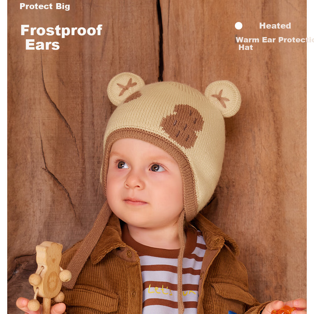 Beitais Baby Hat Autumn Winter Infant Boys Girls Wool Knit Warm Windproof Thickened Ear Protection Cap 5