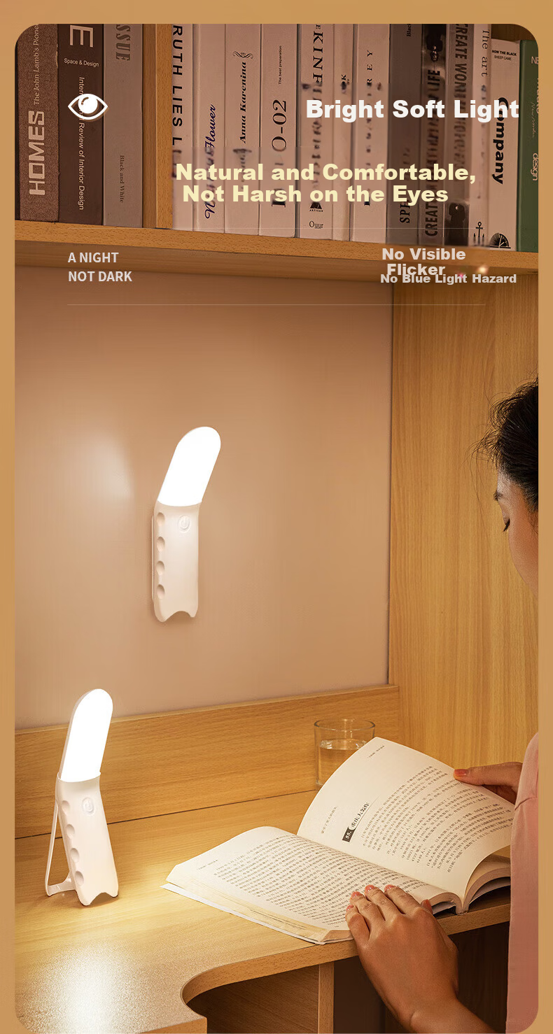 Jingqian Bedside Lamp Night Light Bedroom Sleep Nightlight Reading Desk Lamp Eye Protection Magnetic Wall-Mounted Dormitory Super Bright Study Light 3