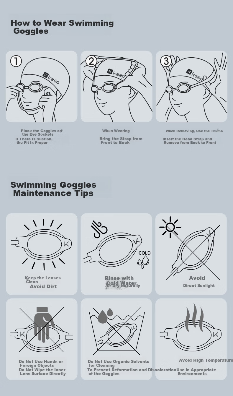 Keep Swimming Goggles Coated Waterproof Anti-Fog Upgraded Unisex HD Comfortable Non-Tight Swim Glasses Jijing・Huan Cai 11