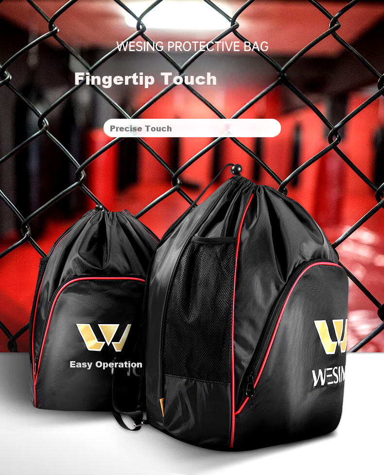 Jiurishan Boxing Gear Bag Combat Gloves Sports Equipment Backpack Training Drawstring Bag Blue Stripes 1