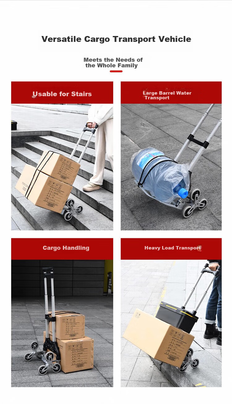 Gulnai Folding Stair-Climbing Hand Cart Luggage Trolley with TPR Wheels and Auxiliary Wheels 1