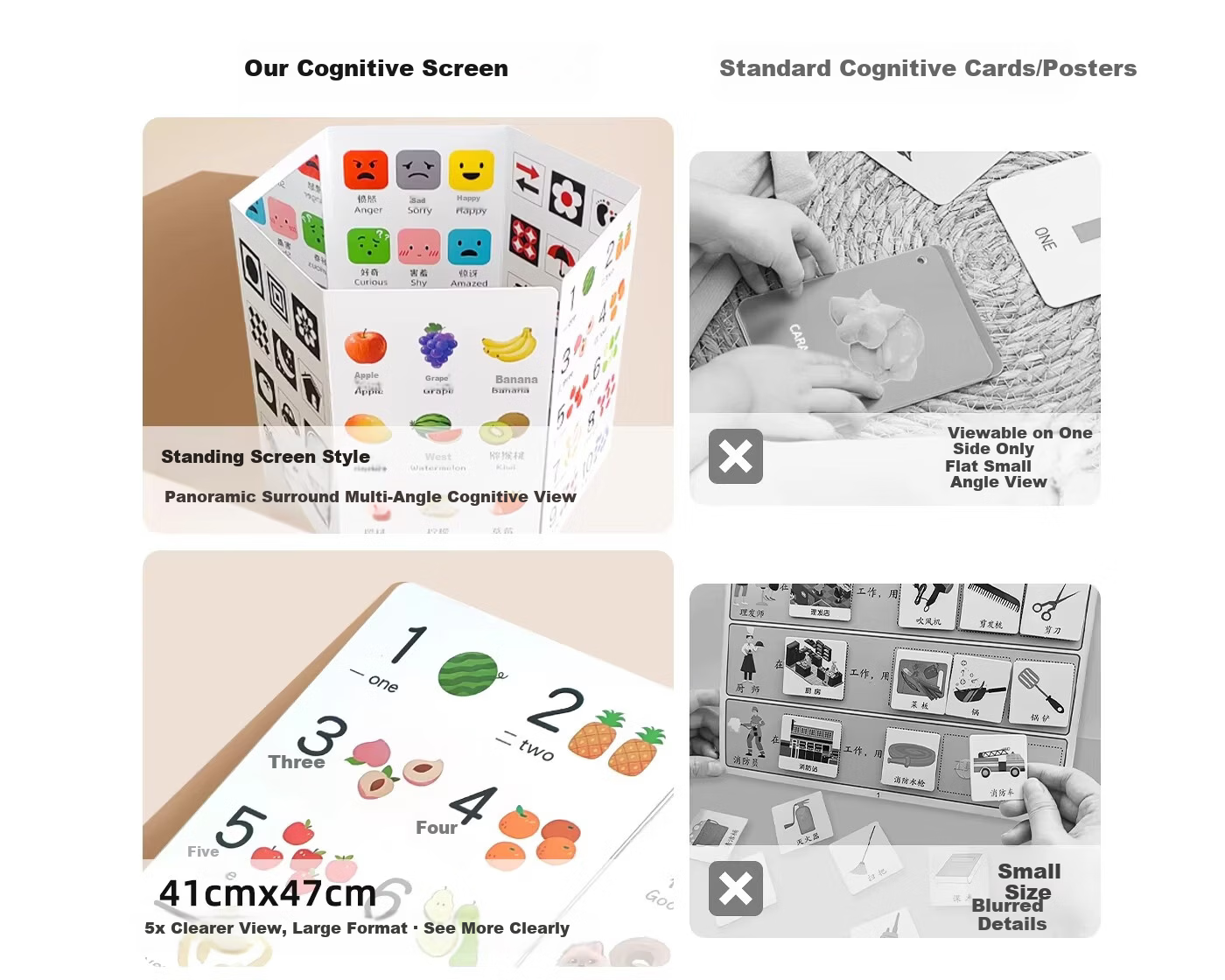 Licheers Baby Cognitive Cards Folding Montessori Early Education Educational Toy First Birthday Gift Infant Learning Tool 3D Word Book 2