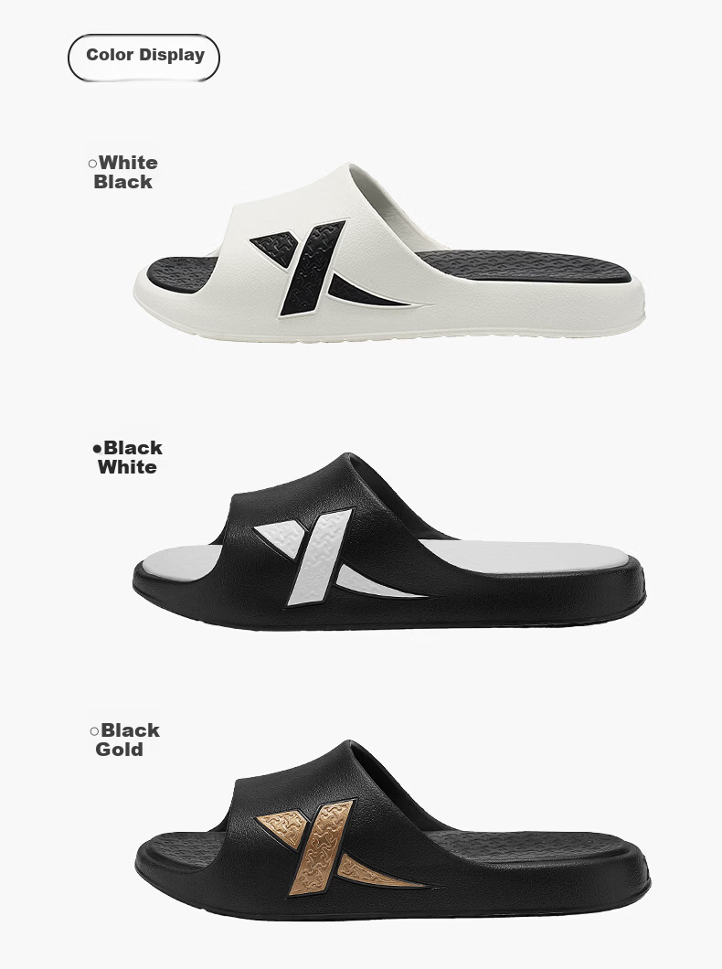 XTEP Women's Summer Slide Sandals Casual Outdoor Couple Sports Slippers A050 White Black Size 34-35 7