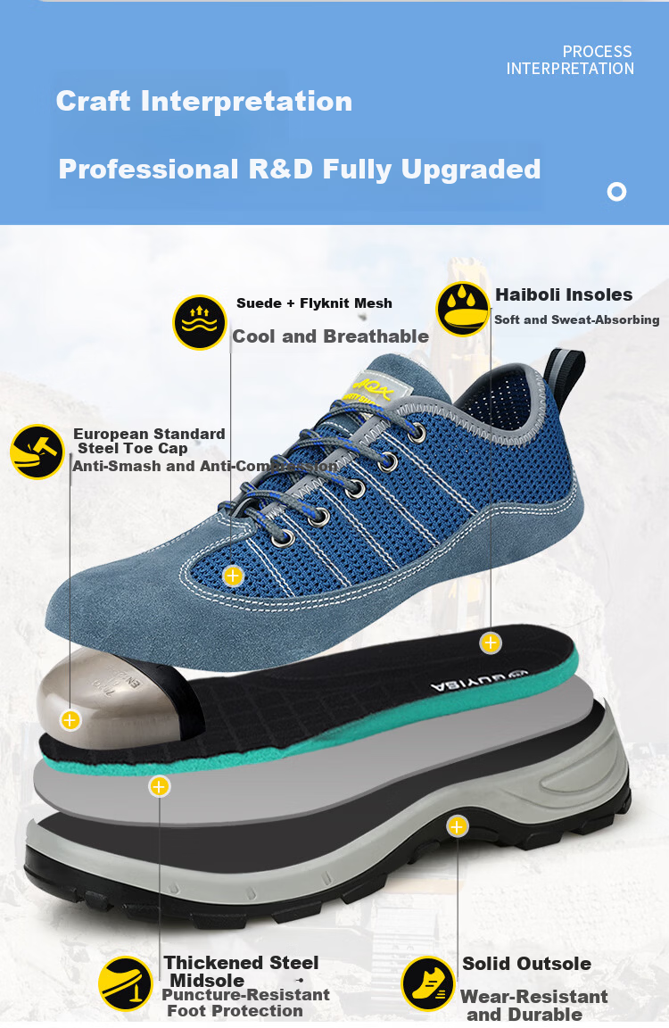 JUNBU Safety Shoes for Men, Breathable, Electrician Insulated, Anti-Smashing, Puncture-Resistant, Lightweight, Wear-Resistant, Construction Site Work Shoes 2156KV Size 43 11