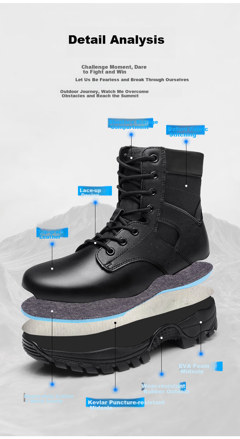 Qiangren Men's Boots Jihua 3515 Original Training Boots Outdoor Anti-Puncture Windproof Sports Boots JDA24336 Black Size 46 2