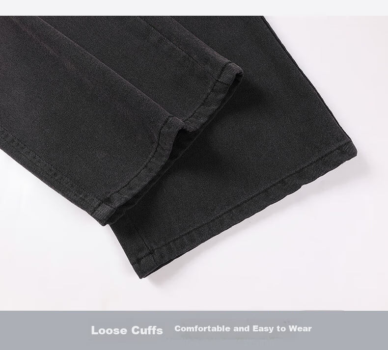 Warrior Men's Jeans Spring Autumn Loose Straight Leg American Vintage Wide Leg Casual Pants Black Gray L 11