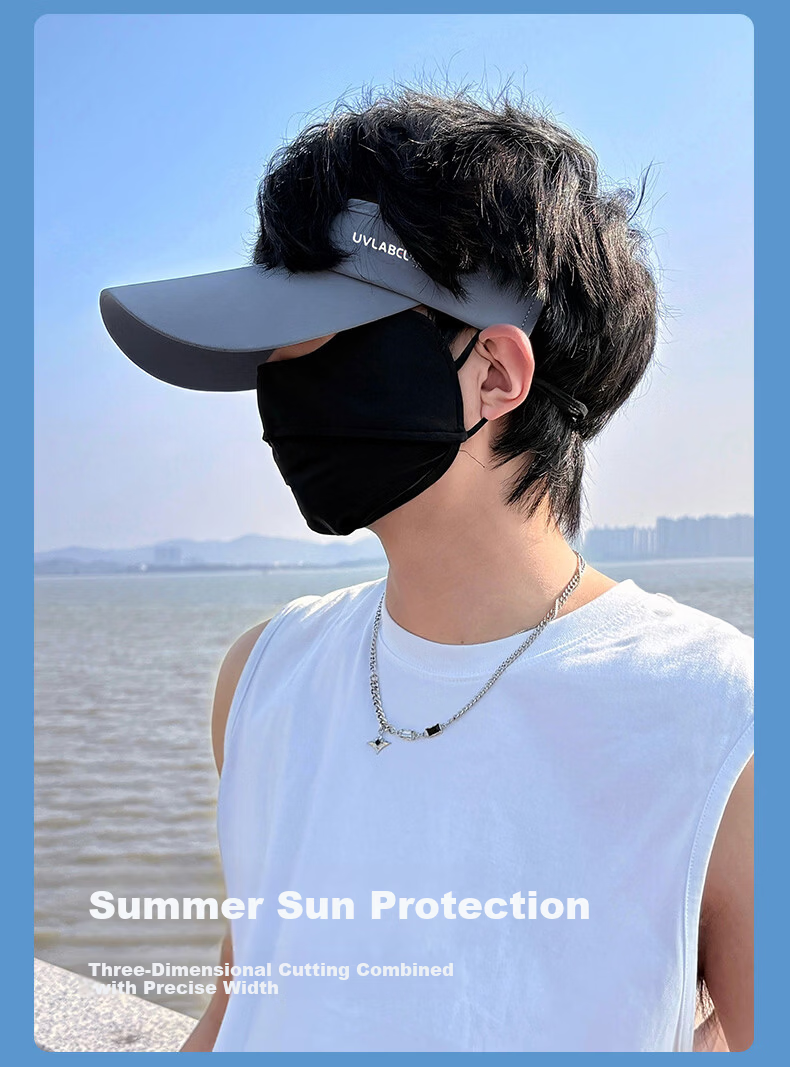 GRGN Men's Sun Protection Hat with Face Mask and Ice Sleeve Set Summer UV Protection Outdoor Delivery Cycling Sunshade Cap 6