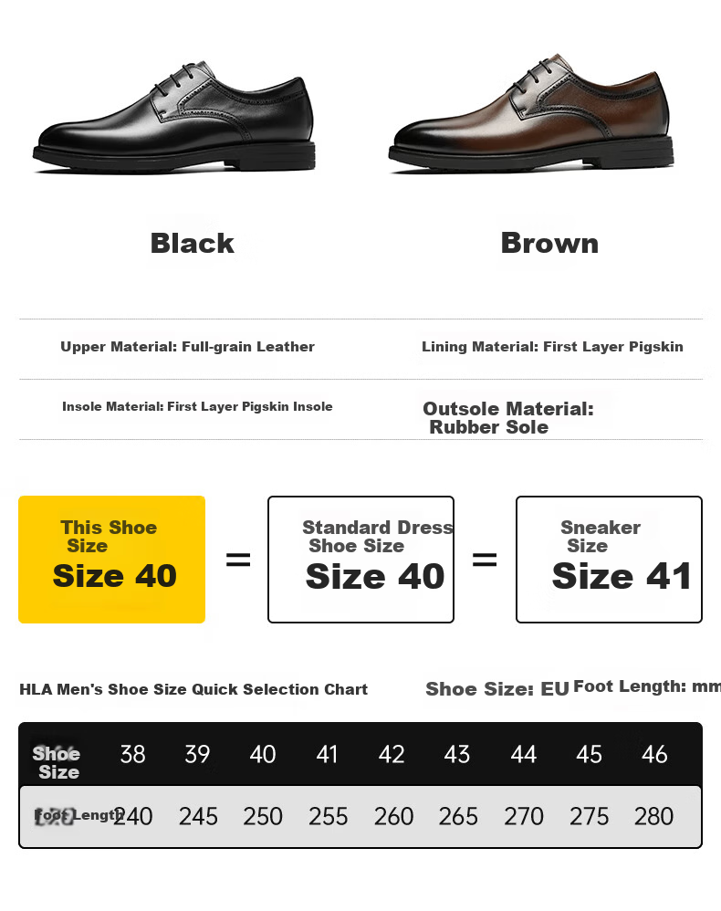 HLA Men's Leather Shoes British Style Business Classic Formal Wedding Groom Shoes HAAPXM1EBA070 Black Size 39 4