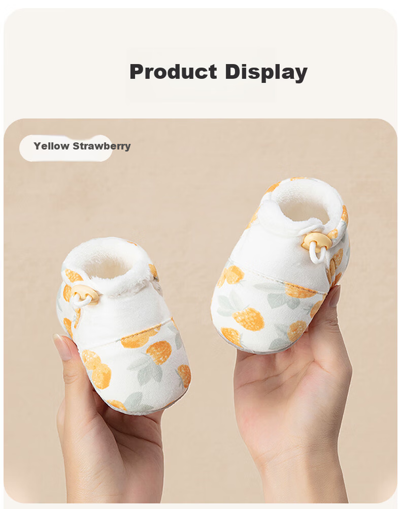 Aibao Baby Foot Cover Spring and Autumn Baby Walking Shoes Newborn Indoor Soft Sole Pre-Walking Socks Yellow Strawberry M Size T252 10