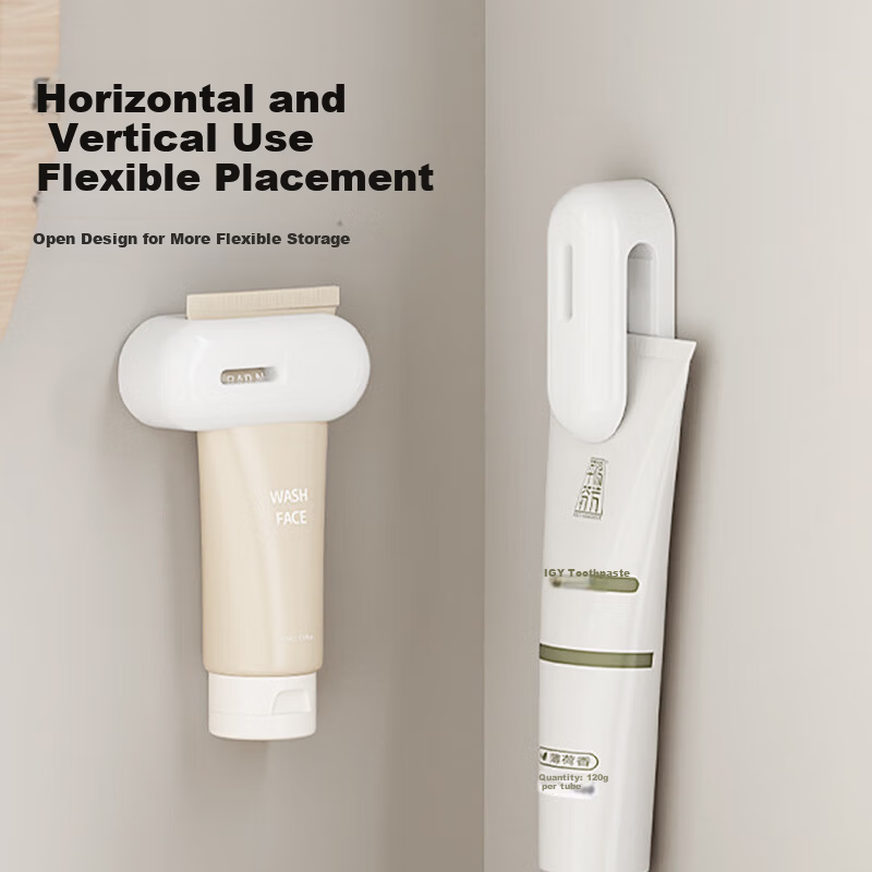 Fuju Toothpaste Squeezer and Facial Cleanser Wall-Mounted Storage Rack Bathroom Organizer No Drilling Required