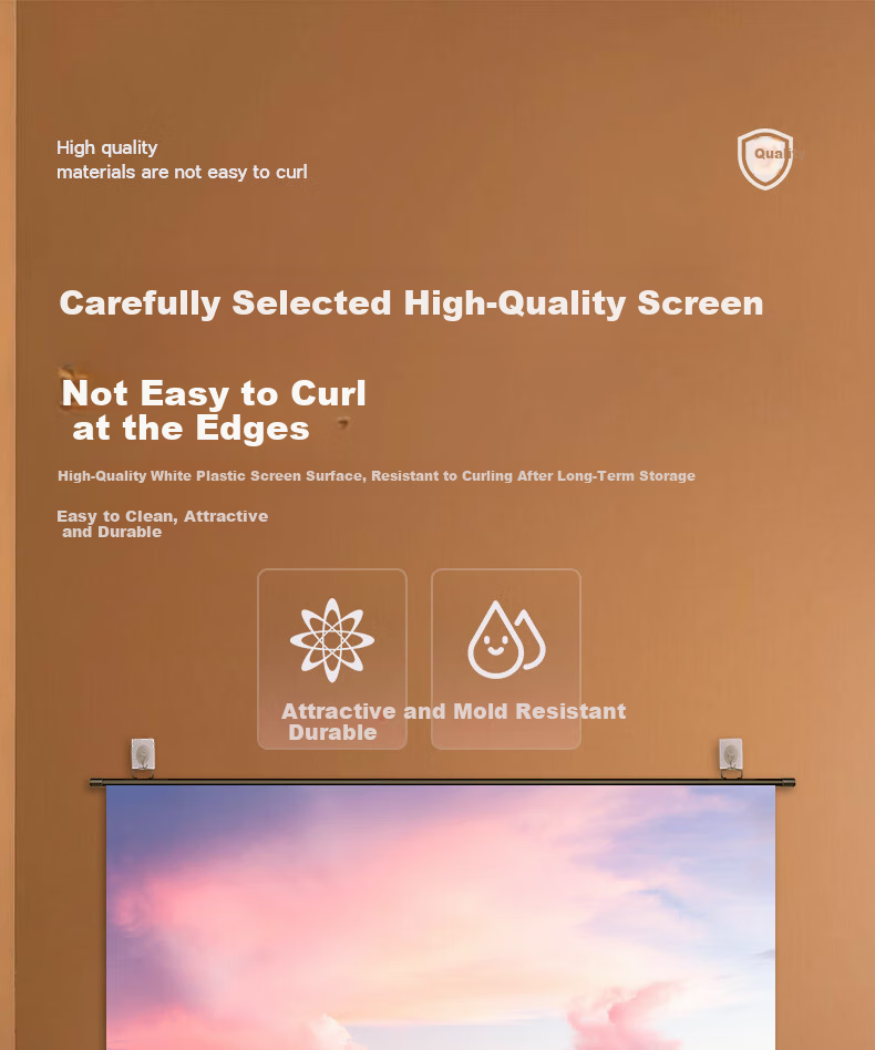 Wuyinxiang 100-inch 16:9 Projection Screen 【No Drilling】 Wall-mounted Simple HD Projector Screen Compatible with XGIMI, JmGO, Xiaomi, Epson Projectors 6