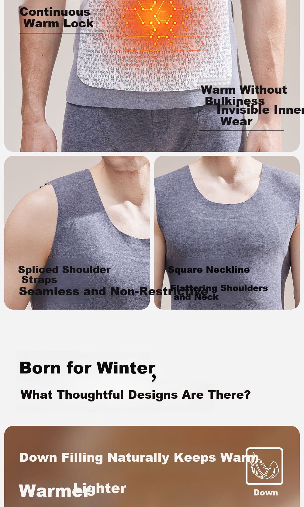 YAYA True Down Filled Warm Vest Men Fleece Patch Innerwear Autumn Winter Seamless Base Layer 2025 New Model 2