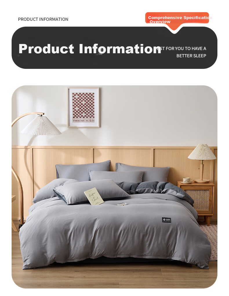 Grace A-Class Antibacterial Single Quilt Cover Skin-Friendly Student Single Duvet Cover Core Set Ink Pine Gray 200*230cm 13