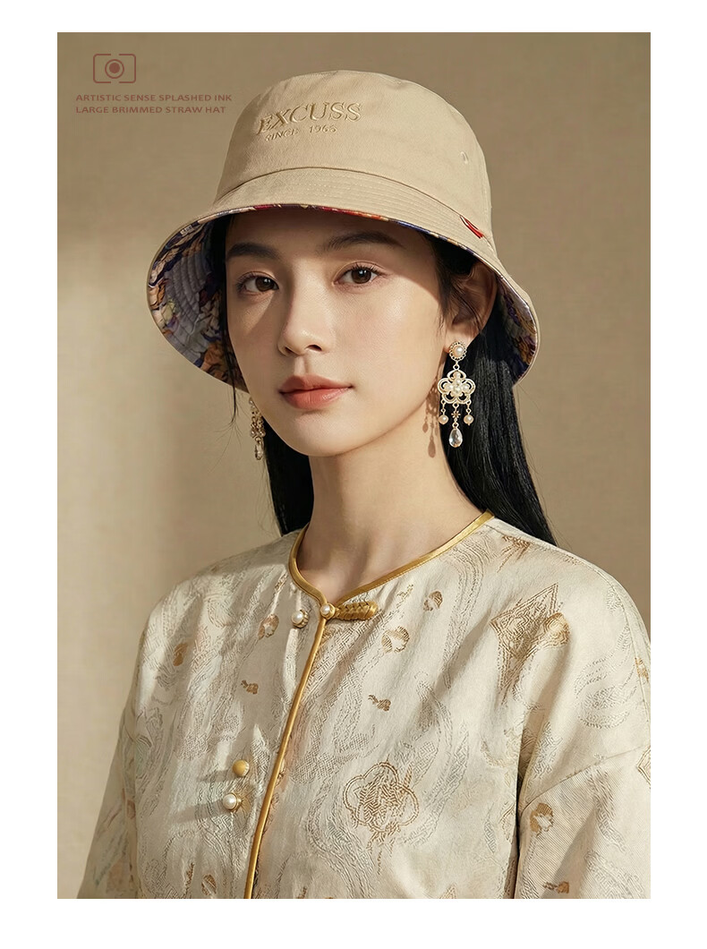 CACUSS Unisex Cotton Bucket Hat Four-Season Sun Protection Outdoor Wide Brim Fashion Fisherman Hat Autumn Black Medium 7