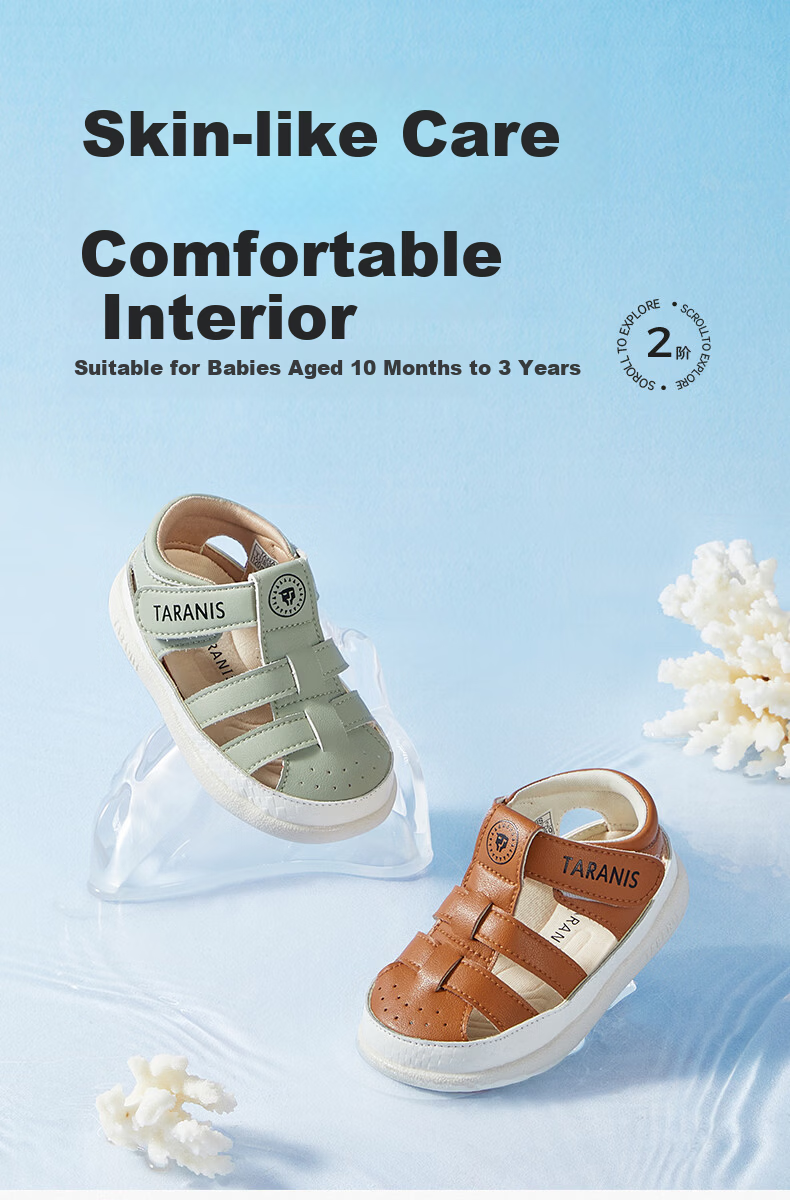 TARANIS Summer Non-Slip Soft Sole Boys' Sandals Closed-Toe Anti-Kick Toddler Shoes Green Size 21 1