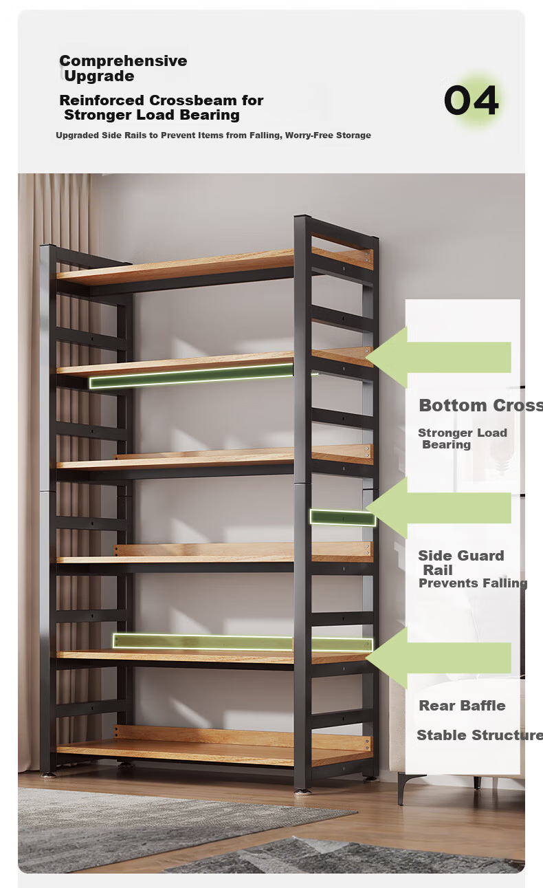 MSFE Steel Bookshelf Storage Rack Floor-standing Wall-mounted Multi-layer Display Shelf Six-tier 80*32*190cm 28