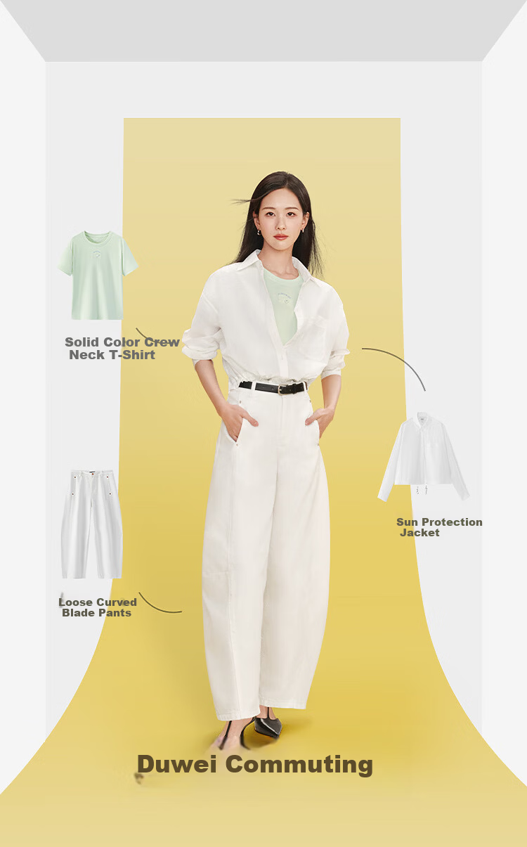 Semir Chen Duling Mall Same Style | Curved Knife Jeans for Women, Summer 2026 Loose Floor-Length Pants, Cool Feeling, 103326124012A 1
