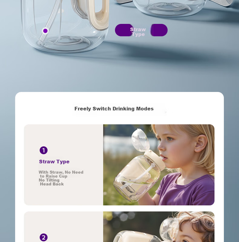 AVENT Philips Kids Straw Cup Large Capacity Direct Drinking Cup Student Kindergarten Water Bottle Ton Ton Cup JD Self-operated 4