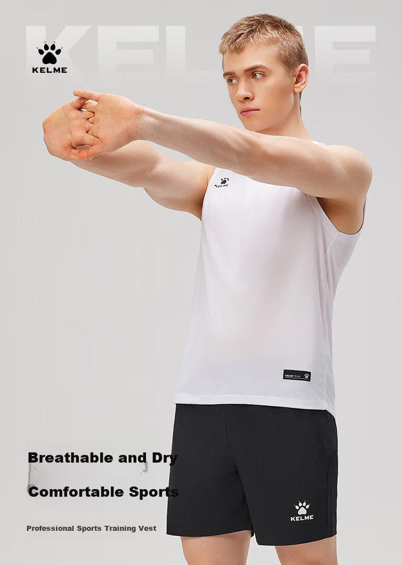 KELME Men's Sports Vest Summer New Basketball Training Running Fitness Sleeveless Quick-Dry T-Shirt Agate Black M 1