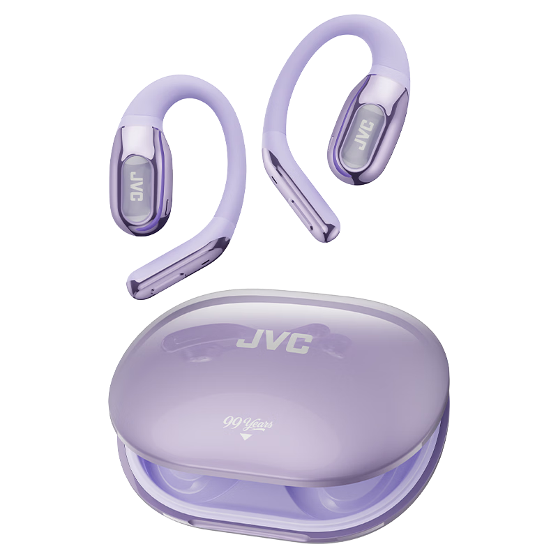 JVC 99th Anniversary Edition HJ-ME20A Tap Control Ear-Hook Bluetooth Earphones Wireless Open Sport Running Call Noise Cancelling Long Battery Life Cloud Dream Purple