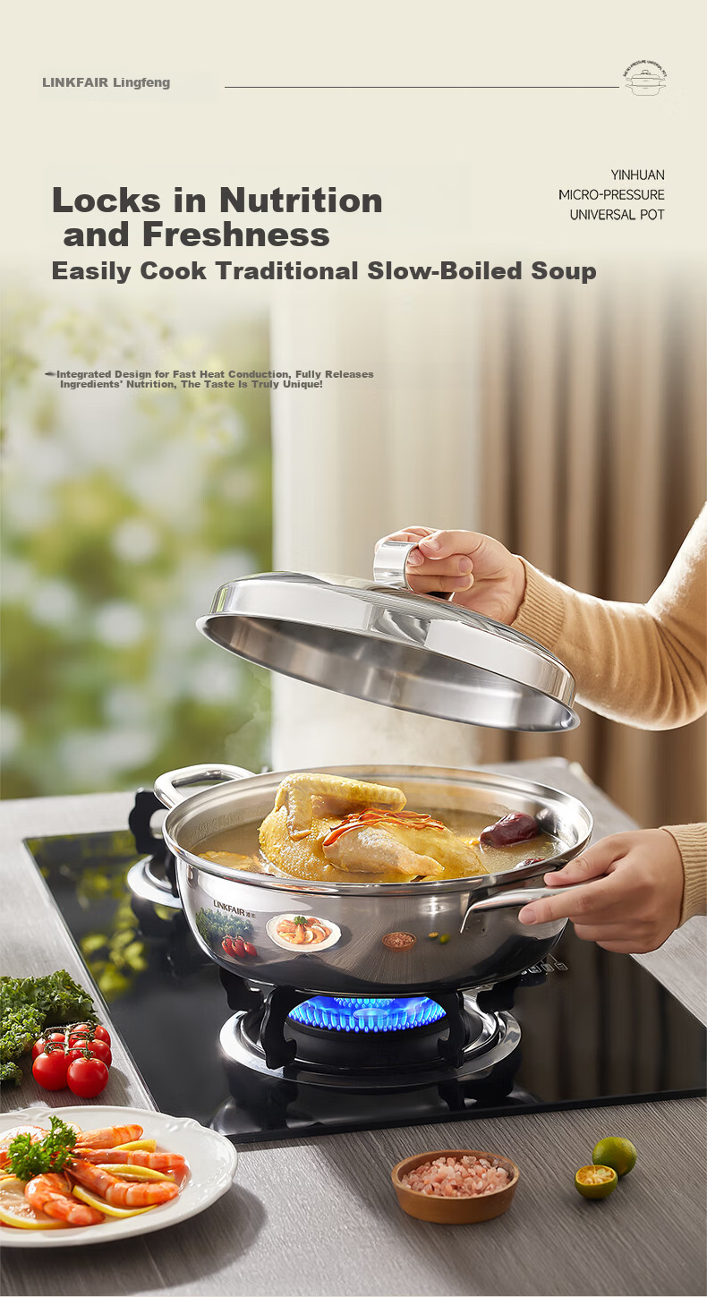 LINKFAIR Stainless Steel Steamer Pot Double-Layer Multi-Function Steaming Boiling Stewing Cooker Compatible with Gas and Induction Cooktops 7