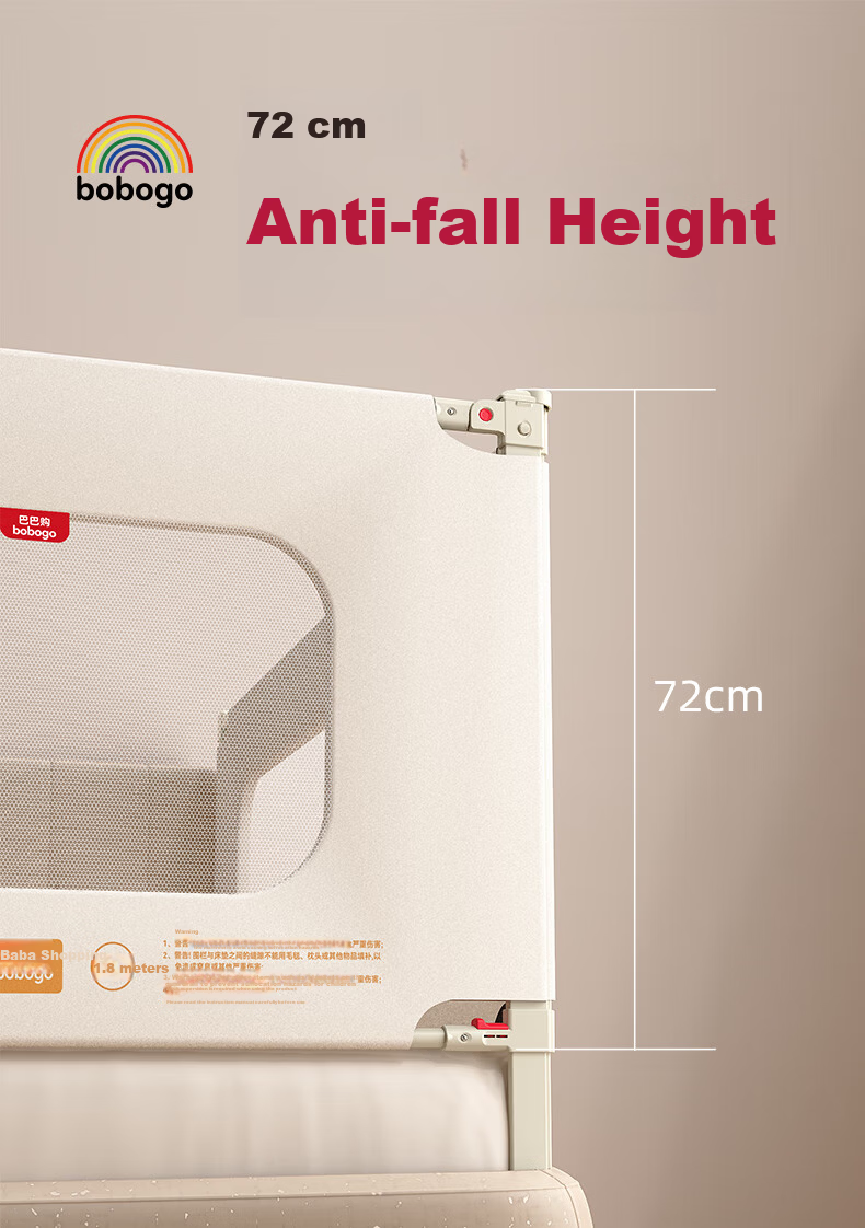 BOBOGO Baby Crib Bumper Guard Rail Baby Anti-Fall Protective Fence Bedside Panel Adjustable Three-Sided Bed Rail [1.8*2] 4