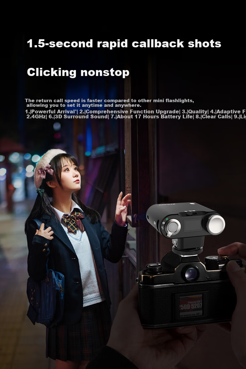 NEEWER Vintage Portable On-Camera Flash Hot Shoe Light for Sony Fuji Nikon Panasonic Leica Olympus Canon DSLR Mirrorless Cameras 7