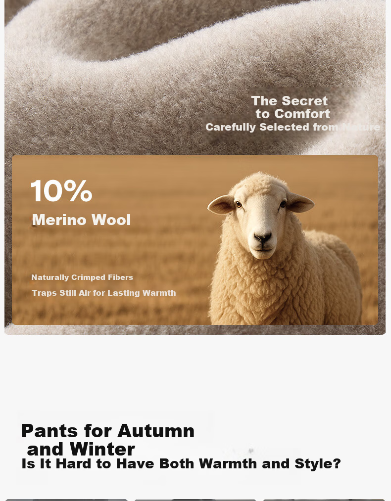 Songshan Cotton Shop Little Warm Sheep 520 Women's Thermal Pants Fleece Lined Thickened Autumn Anti-Static 7A Antibacterial Moisture-Wicking Heat Retention Leggings 7