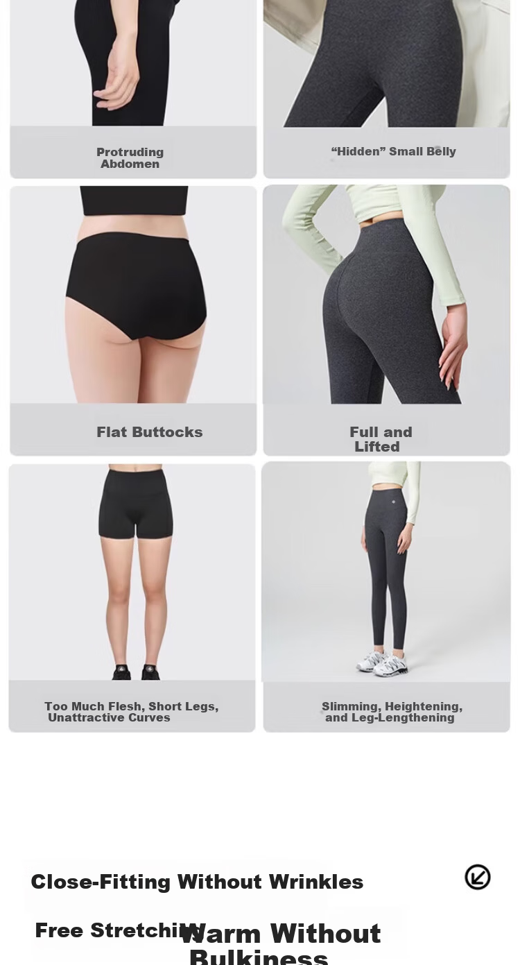 GUJIN Women's Wool Cotton Thermal Pants, Fleece-Lined Thickened High-Waist Slimming Leggings, Autumn Winter Warm Cotton Trousers 4