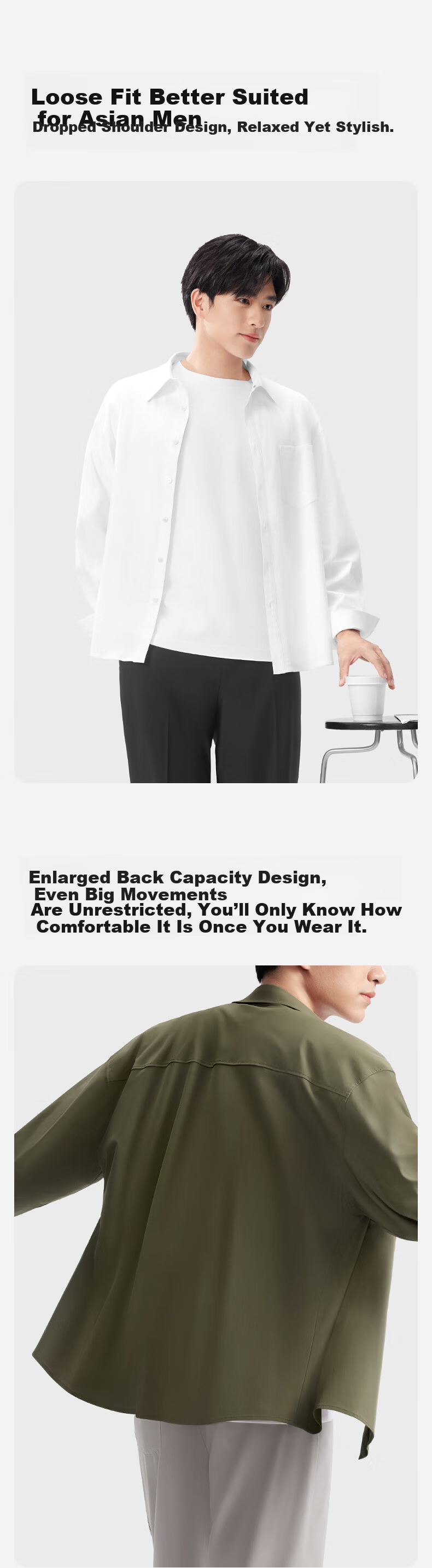 Onoko Loose Fit Sun Protection Shirt Men Long Sleeve Summer White Ice Silk Jacket UV Protection Sports Sunblock Clothing 6