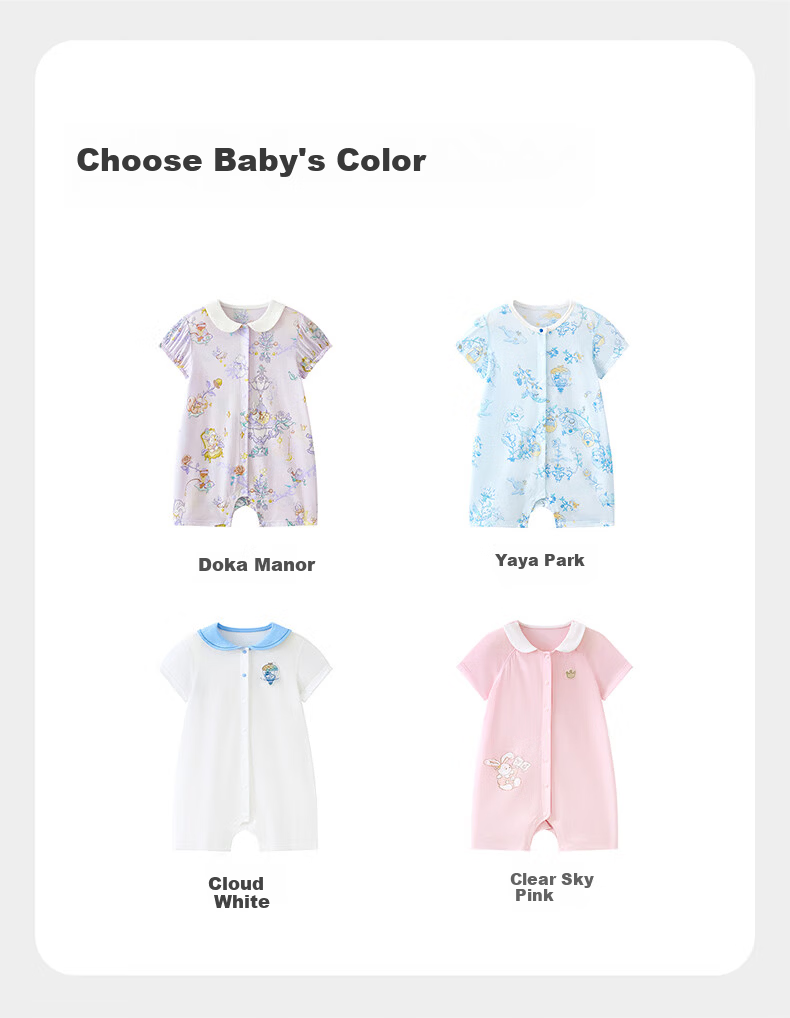 Babycare Pure Cotton Short Sleeve Romper Baby Jumpsuit Boys Girls Moisture Absorption Breathable Doka Manor 90cm 11