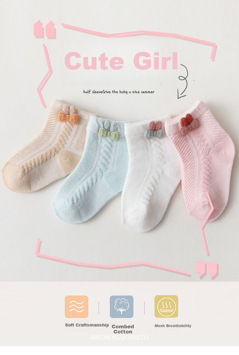 JOYNCLEON Baby Socks Summer Thin Newborn Infant Children's Cute Mid-Calf Cotton Socks Jyf18312 1