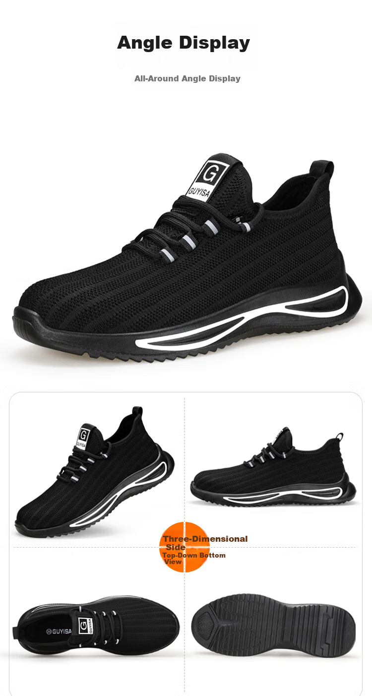 JUNBU Safety Shoes for Men, Summer Breathable Steel Toe Cap, Anti-Smashing, Puncture-Resistant, Wear-Resistant, Construction Site Work Shoes 1080S Size 38 17