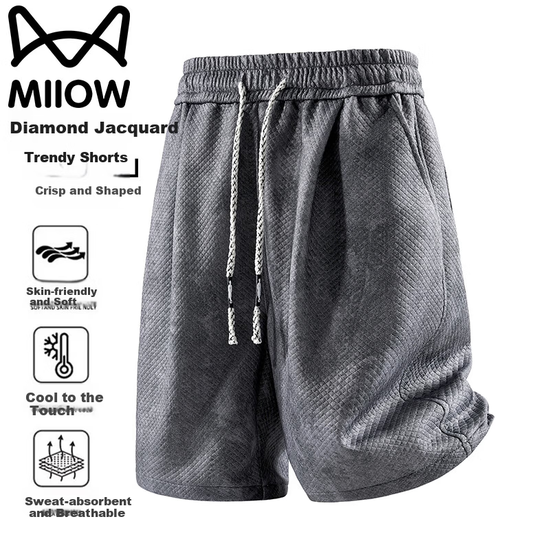 MiiOW Men's Summer Outdoor Sports Breathable Loose Fit Casual Five-Point Beach Shorts Apricot Gray M